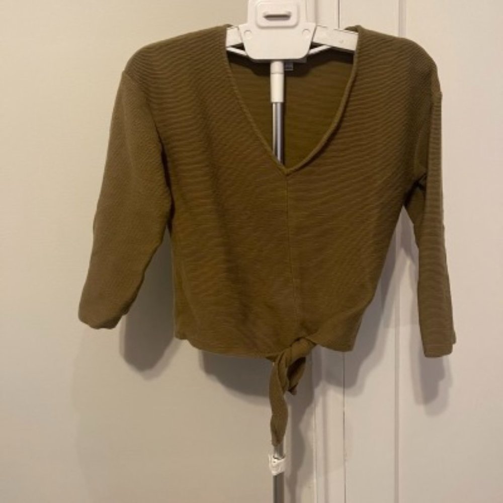Madewell Khaki tie long sleeve shirt size Large